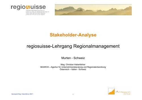 Stakeholder Analyse - Regiosuisse