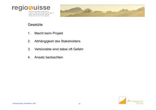 Stakeholder Analyse - Regiosuisse