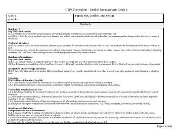 GTPS Curriculum – English Language Arts Grade 6 Page 1 of 20 ...