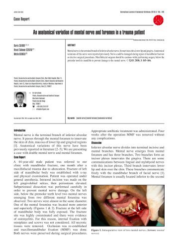 An anatomical variation of mental nerve and foramen - IJAV ...