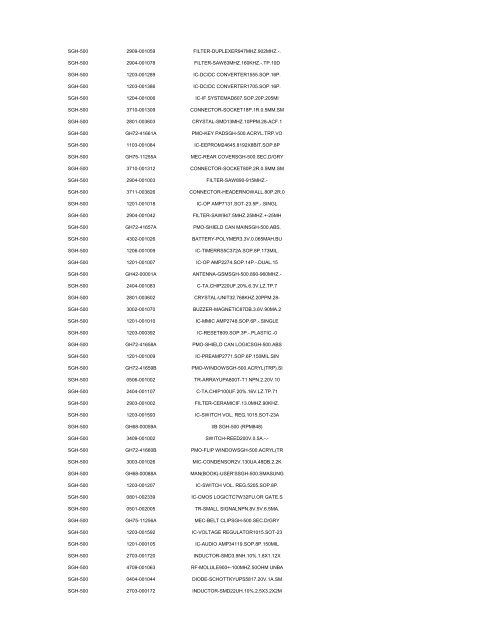 MODEL PART NUMBER DESCRIPTION GT-B2100 ... - Cellular-Parts