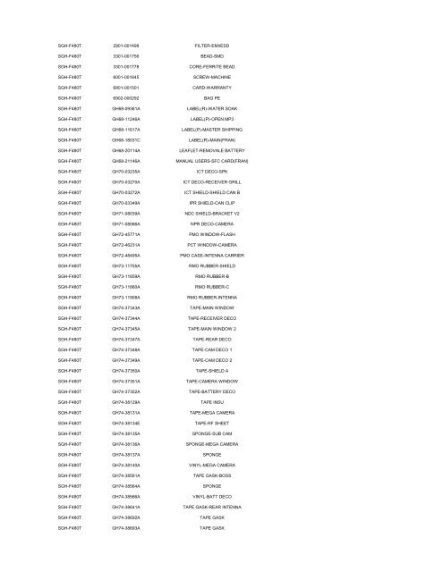 MODEL PART NUMBER DESCRIPTION GT-B2100 ... - Cellular-Parts