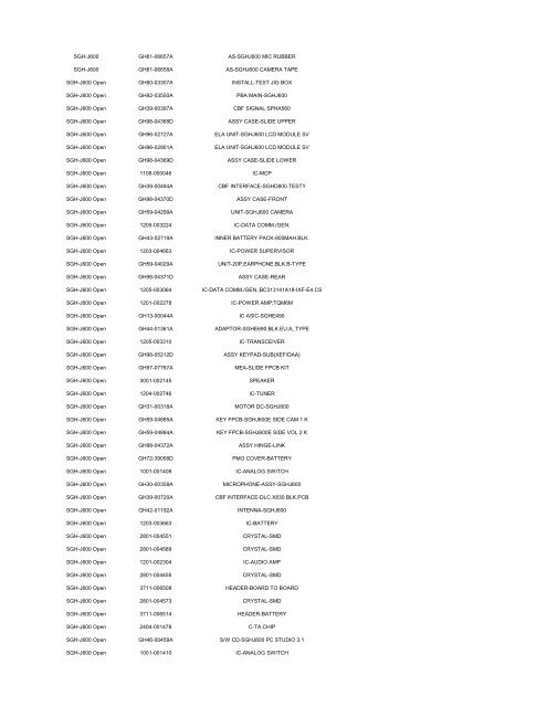 MODEL PART NUMBER DESCRIPTION GT-B2100 ... - Cellular-Parts