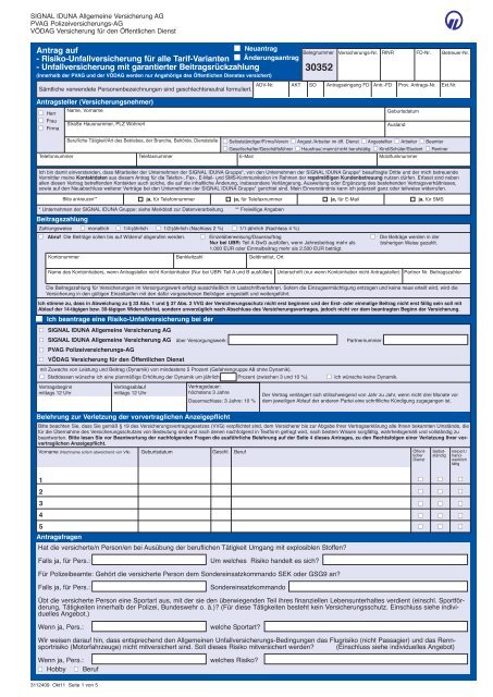 Risiko-Unfallversicherung für alle Tarif-Varianten - SIGNAL IDUNA ...