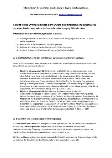 Einführungsklassen - Staatliche Schulberatung in Bayern