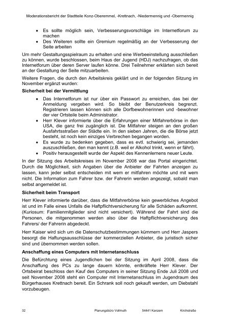 Moderationsbericht Tälchen - Konz