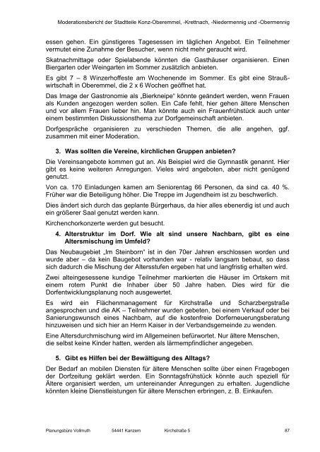 Moderationsbericht Tälchen - Konz