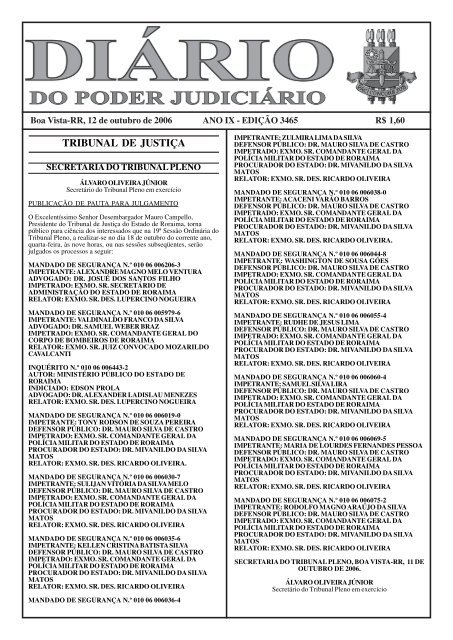 DIÁRIO DA JUSTIÇA • Quinta-feira, 12 de outubro de 2006