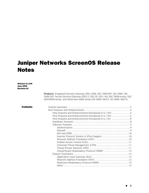 Version Summary Juniper Networks