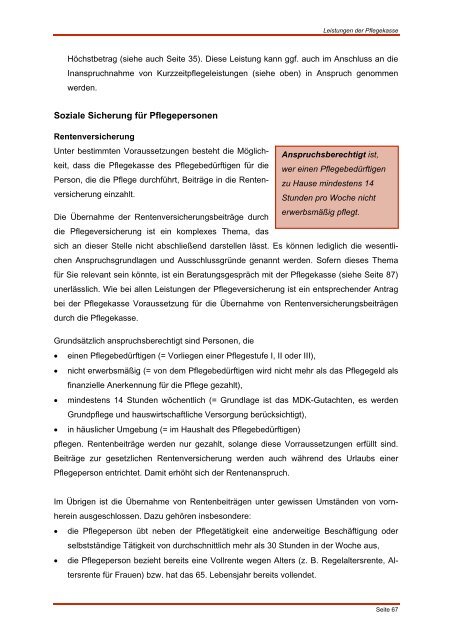 Leitfaden für pflegende Angehörige