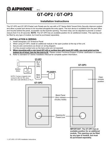 GT-0P2/0P3 Instructions - Aiphone