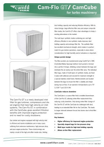 Data sheet Cam-Flo GT (PDF) - Camfil Farr