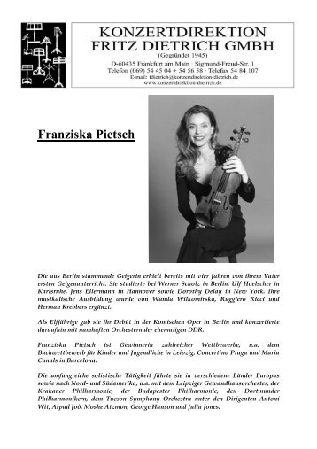Franziska Pietsch - Konzertdirektion Dietrich