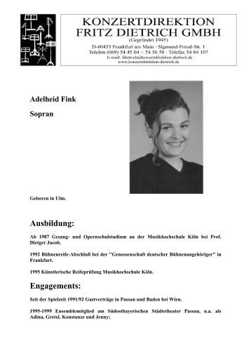Adelheid Fink - Konzertdirektion Dietrich