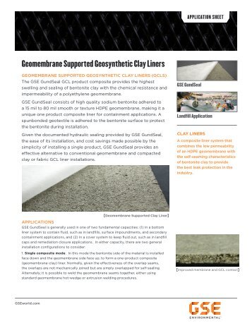 Geomembrane Supported Geosynthetic Clay Liners - Application ...