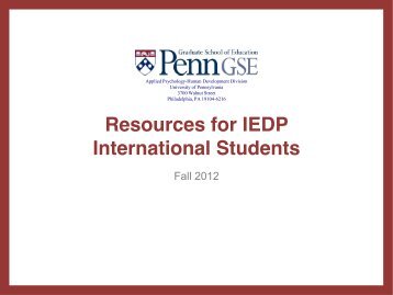 Resources for IEDP International Students - Penn GSE - University ...