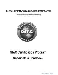 GIAC Certification Program Candidate''s Handbook