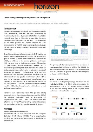 View our CHO GS knock-out application notes - Horizon Discovery