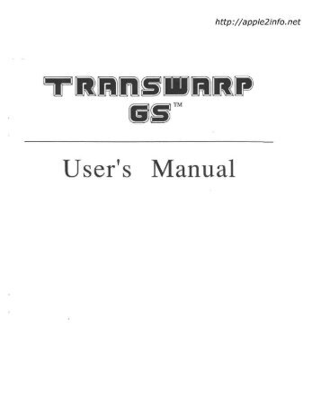 TransWarp GS Manual - Applied Engineering Repository