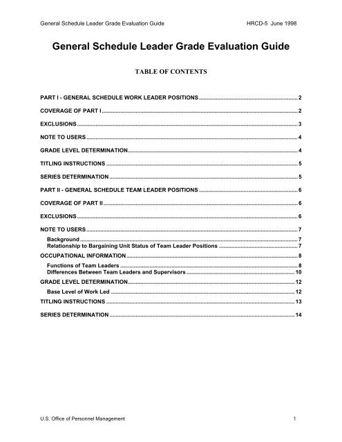 General Schedule Leader Grade Evaluation Guide - Office of ...