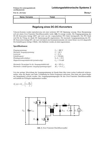 Leistungselektronische Systeme 2 Regelung eines DC-DC-Konverters