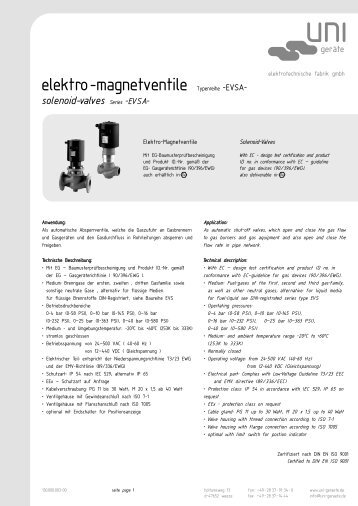 elektro-magnetventile Typenreihe -EVSA- - fh-teknik a/s