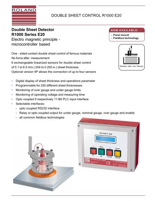 Double Sheet Detector R1000 Series E20 Electro magnetic principle ...