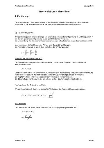 Wechselstrom - Maschinen