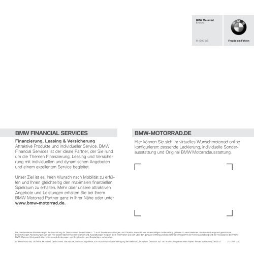 Preisliste R 1200 GS - BMW Motorrad