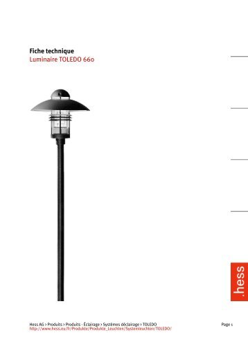 Fiche technique Luminaire TOLEDO 660 - Hess AG