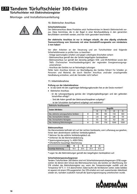 2.51 Tandem Türluftschleier 300-Elektro - Kampmann GmbH