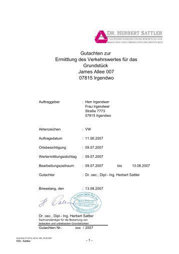 Gutachten-07-02 für pdf - Dr. Sattler | Grundstückswertermittlung