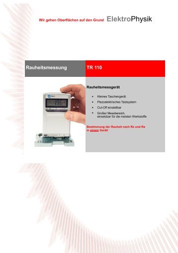 Rauheitsmessung TR 110 - ElektroPhysik