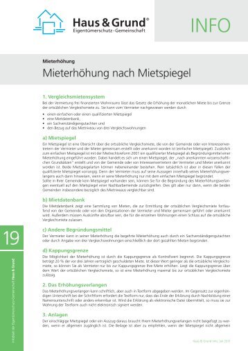 Infoblatt Mieterhöhung nach Mietspiegel - Hausverwaltung GL