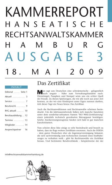 Kammerreport 3/2009 - Hanseatische Rechtsanwaltskammer ...