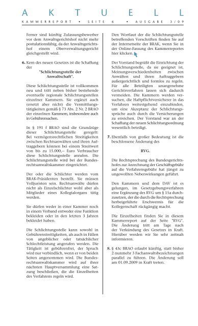 Kammerreport 3/2009 - Hanseatische Rechtsanwaltskammer ...