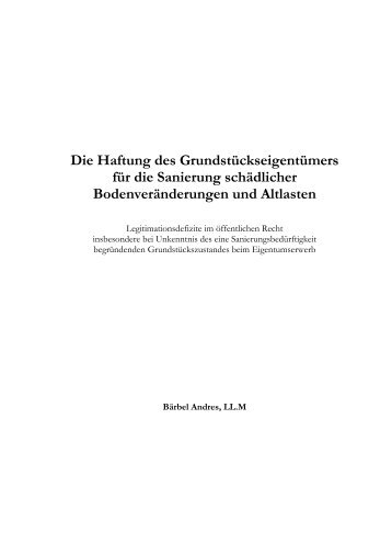 Die Haftung des Grundstückseigentümers für die Sanierung ...