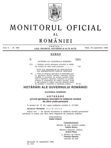 HOT√R¬RI ALE GUVERNULUI ROM¬NIEI