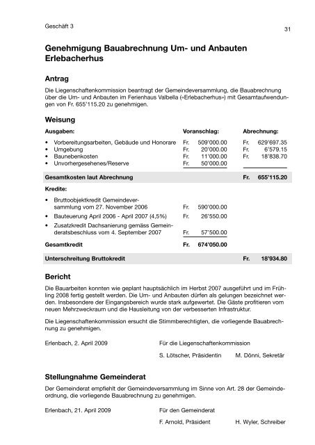 Gemeindeversammlung - Gemeinde Erlenbach