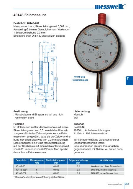 KAPITEL 7 Messuhren, Feinzeiger, Messeinsätze ...