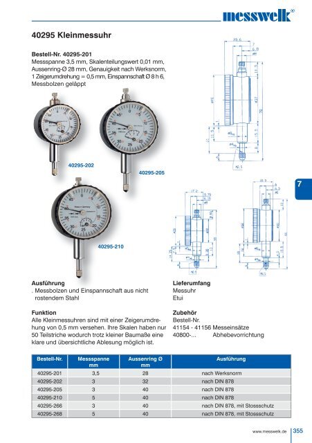 KAPITEL 7 Messuhren, Feinzeiger, Messeinsätze ...