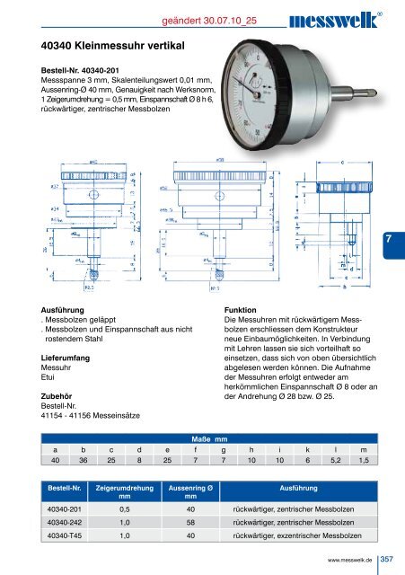 KAPITEL 7 Messuhren, Feinzeiger, Messeinsätze ...