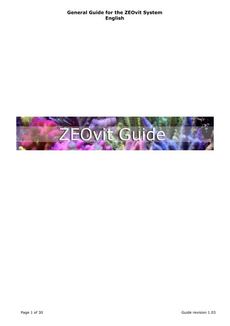 General Guide for the ZEOvit System English - Korallen-Zucht.de