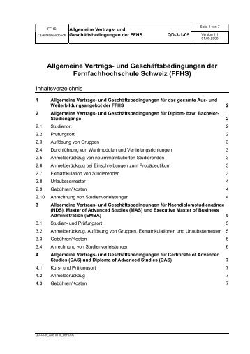 Allgemeine Vertrags- und ... - Fernfachhochschule Schweiz