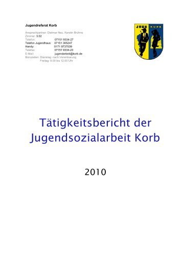 Tätigkeitsbericht der Jugendsozialarbeit Korb - Gemeinde Korb