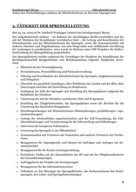 Bericht Sprengel Meran 2009 dt - Bezirksgemeinschaft Burggrafenamt