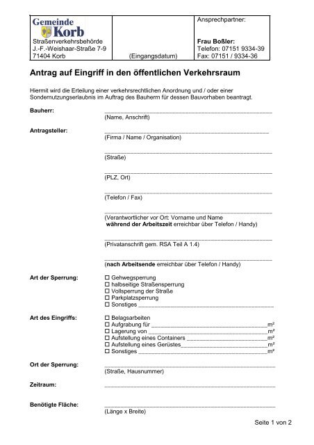 Antrag verkehrsrechtliche Anordnung