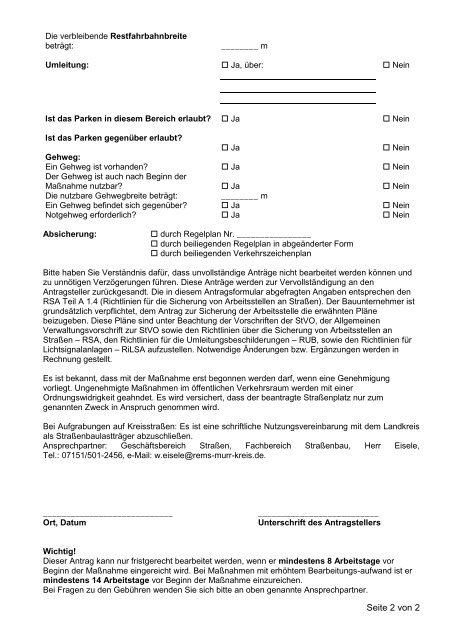 Antrag verkehrsrechtliche Anordnung