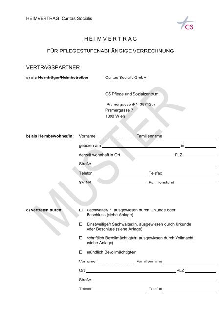 Heimvertrag Cs Pflege Amp Sozialzentrum 1090 Wien Caritas Socialis Heimvertrag Cs Pflege Amp Sozialzentrum 1090 Wien Caritas Socialis
