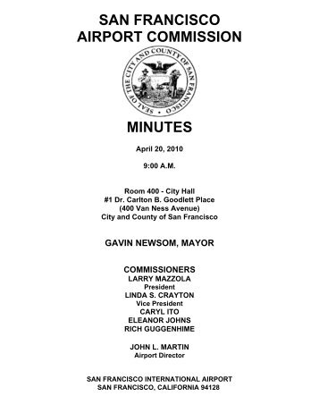 SAN FRANCISCO AIRPORT COMMISSION MINUTES